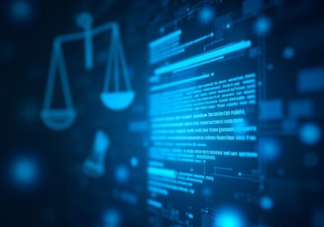 AI가 법률 문서를 분석하는 과정을 시각화한 이미지